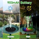 Helios Pro Solar Fountain with LED Lights –3.5W Floating Water Fountain with 8 Nozzles, 1200mAh Battery, and Epoxy Resin Design for Pool, Birdbaths, Ponds, and Gardens | SP33D - Image 6