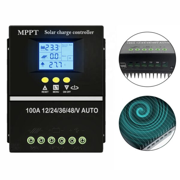Helios Pro 80A MPPT Solar Charge Controller – Intelligent 12V/24V/36V/48V Auto Solar Regulator with LCD Display, 4800W Max PV Power | SY8048